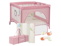 Cercadinho para Bebê LIONELO Mille 100x100cm Alta Densidade Colchão Rodas Brinquedos com Velcro 0 36 Meses Rosa