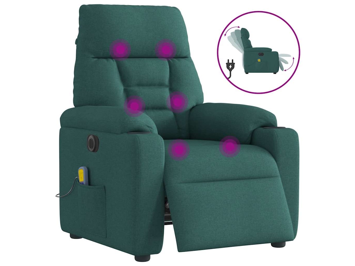 Poltrona de massagens elétrica VIDAXL Verde Tecido