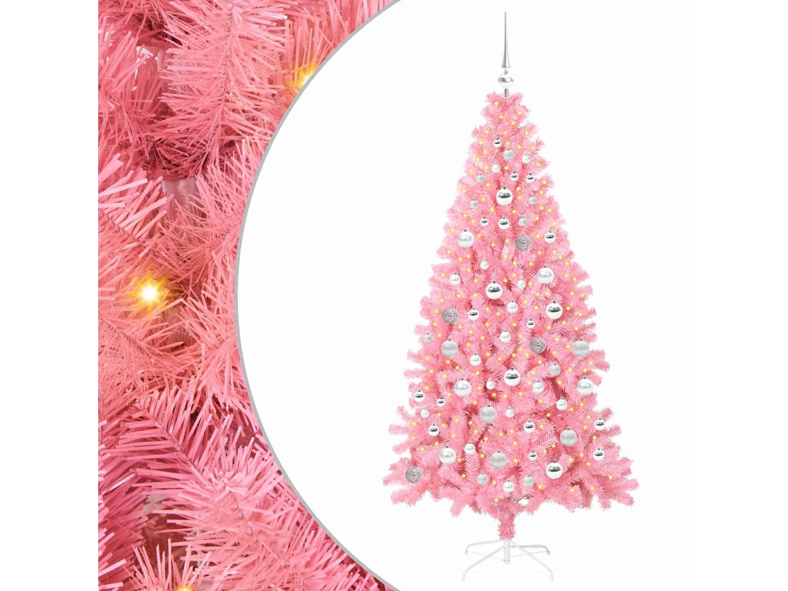Conjunto 1 Árvore De Natal Vidaxl Rosa Pvc (180 Cm)