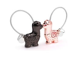 Llavero De Pareja Com Alpaca Magnética Preta E Ouro Rosa, Presente Personalizado De Aniversário