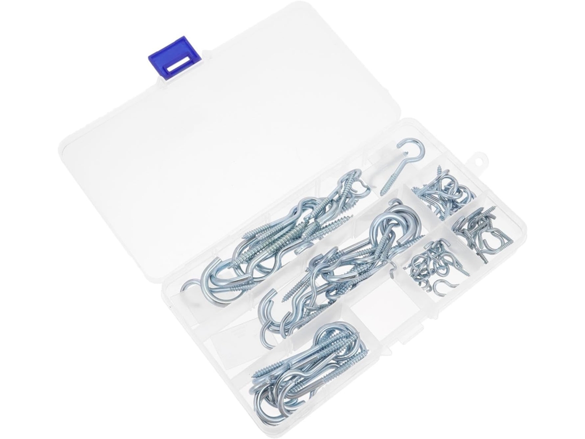 Kit Variado Pendurar Objetos Com Olhais De Teto, 80 Ganchos De Aço Carbono, Fusos De Rosca Longa E Alta