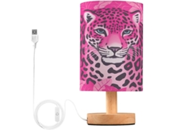 Abajur De Cabeceira Com Estampa Leopardo E Porta Usb, Sem Necessidade De Lâmpada, Luz Led Quente Para Quarto, Sala De