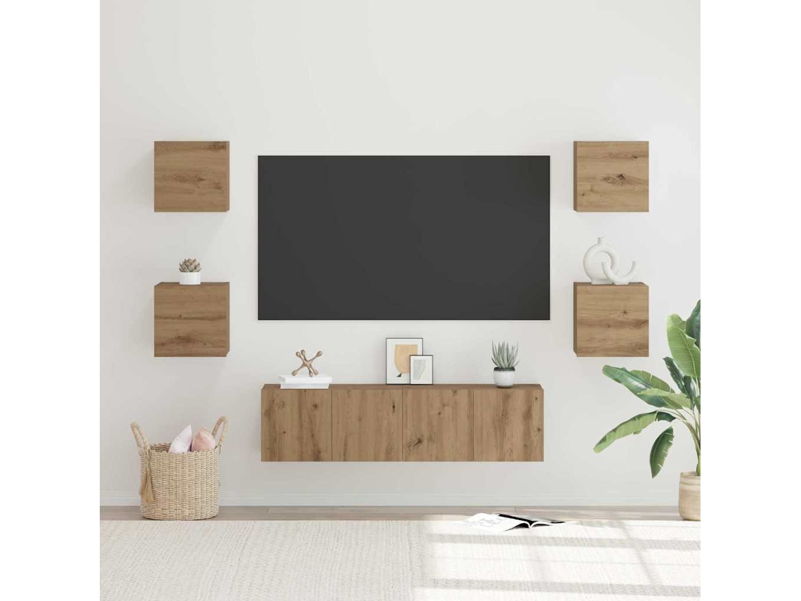 Vidaxl Conjunto De Móvel De Tv 6 Pcs Carvalho Artesanal