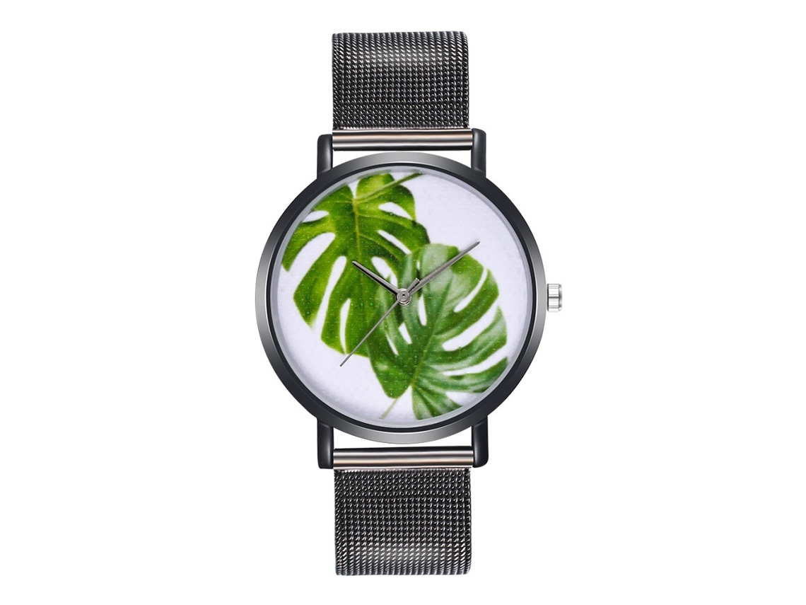 Relógio de Pulso de Quartzo Feminino com Pulseira de Malha Estilo Novo (preto)