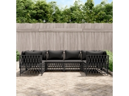 Vidaxl 6 Pcs Conjunto Lounge De Jardim Com Almofadões Aço Antracite