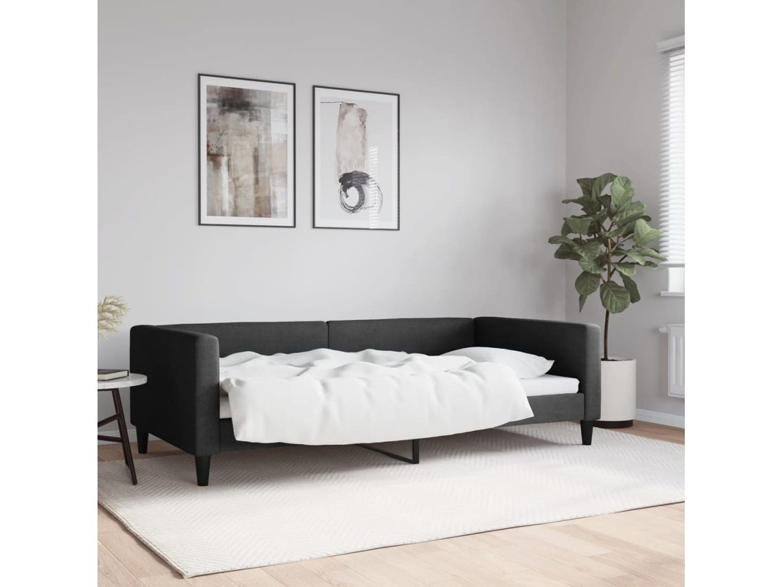 Vidaxl Sofá-cama 100x200 Cm Tecido Preto