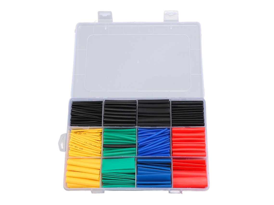 Manguito Termorretráctil 2:1 530pcs Grau Naval 8 Tamanhos 5 Cores Preto Vermelho Azul Amarelo Verde