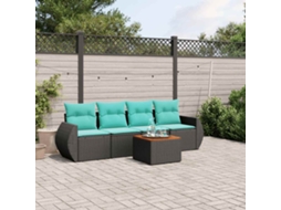 Conjunto de Sofá de Jardim de 5 Peças com Almofadas em Rattan Sintético Cinza VIDAXL