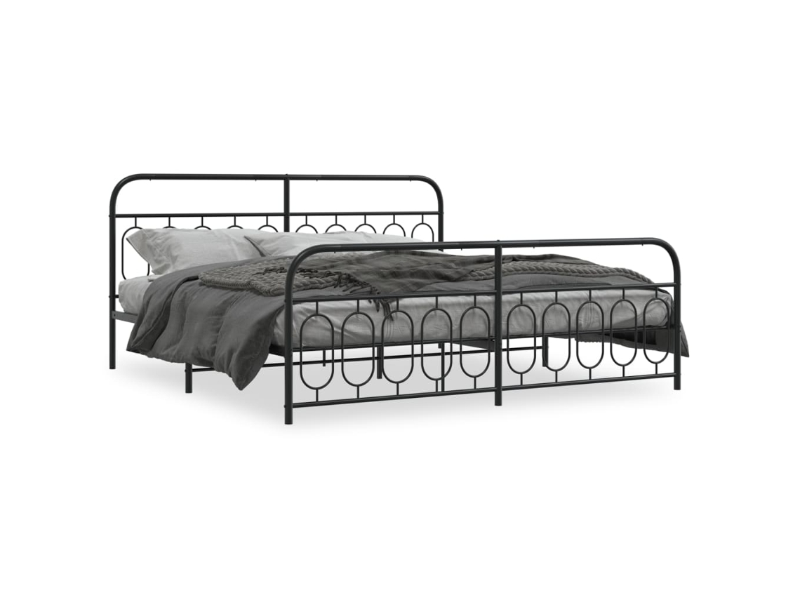Bed Frame, Bed Frames Vidaxl Preto Metal (200 X 200 Cm)
