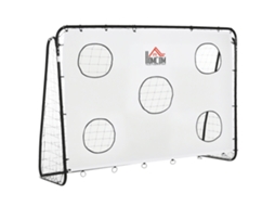 Bola de Futebol 2 em 1 com alvo de remate, baliza com 5 alvos, 240x88x174cm, branca