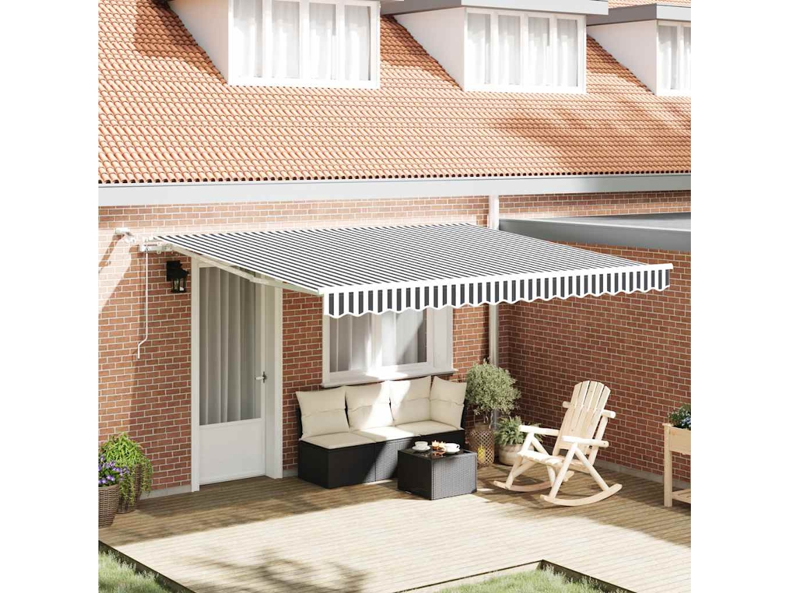 Vidaxl Toldo Retrátil Automático Com Led 400x300 Cm Antracite/branco