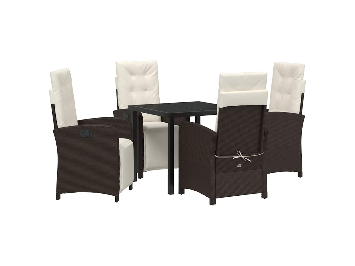 Maison Exclusive - Conjunto De Jantar Para Jardim 5 Pcs Castanho Vime Pe