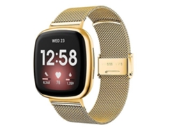 Pulseira Universal De Aço Inoxidável Com Fivela Metal, Compatível Fitbit Versa 4/ Sense 2, Dourada., Acabamento Moderno