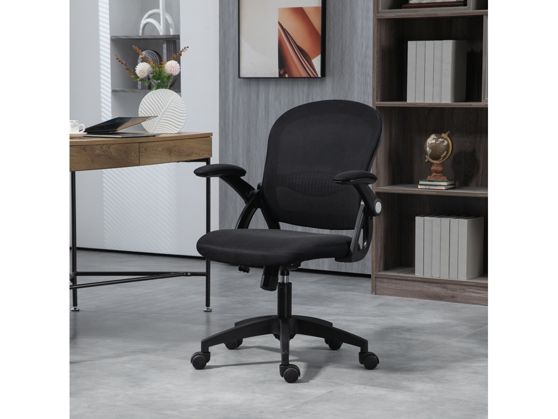 Cadeira De Escritório Ergonômica, Encosto Malha, Altura Ajustável, 65,5x61,5x88-97,5 Cm, Preto