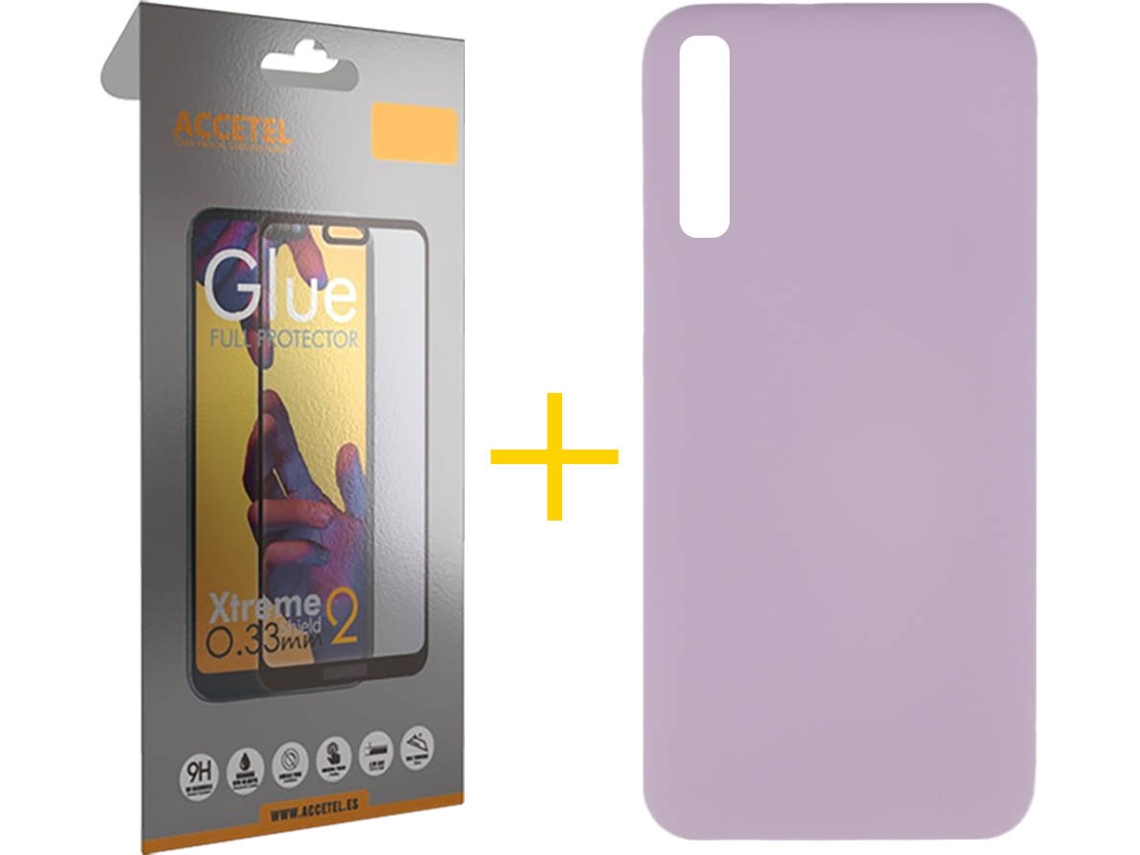 Kit Capa e Película Samsung Galaxy A50s ACCETEL Full Silicone Líquido (Roxo)
