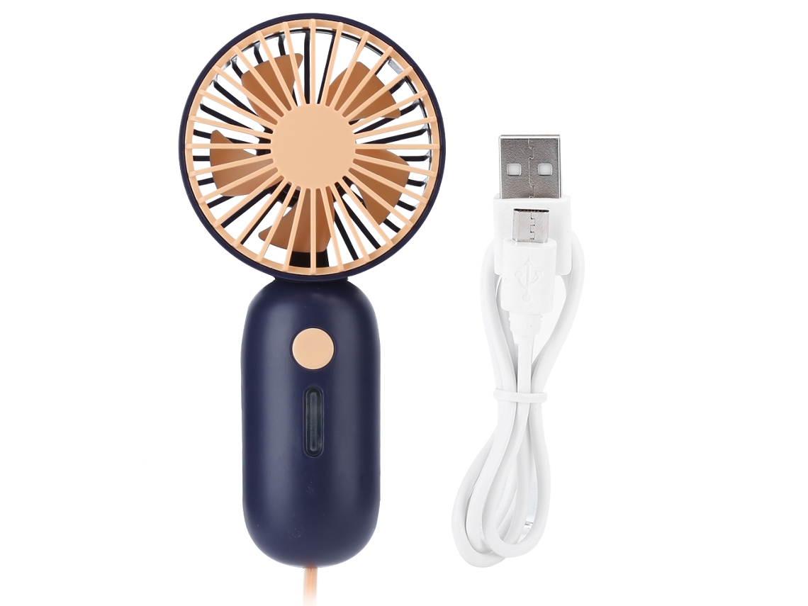Ventilador De Bolso (três Velocidades Ajustáveis, Carregamento Usb) Portátil Mini Manual Outdoor Com Cordão Azul Escuro Pequeno Ventilador