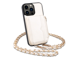Capa Pega Inch Para Iphone 13 Pro Pele Sintética Com Porta-cartões Branco
