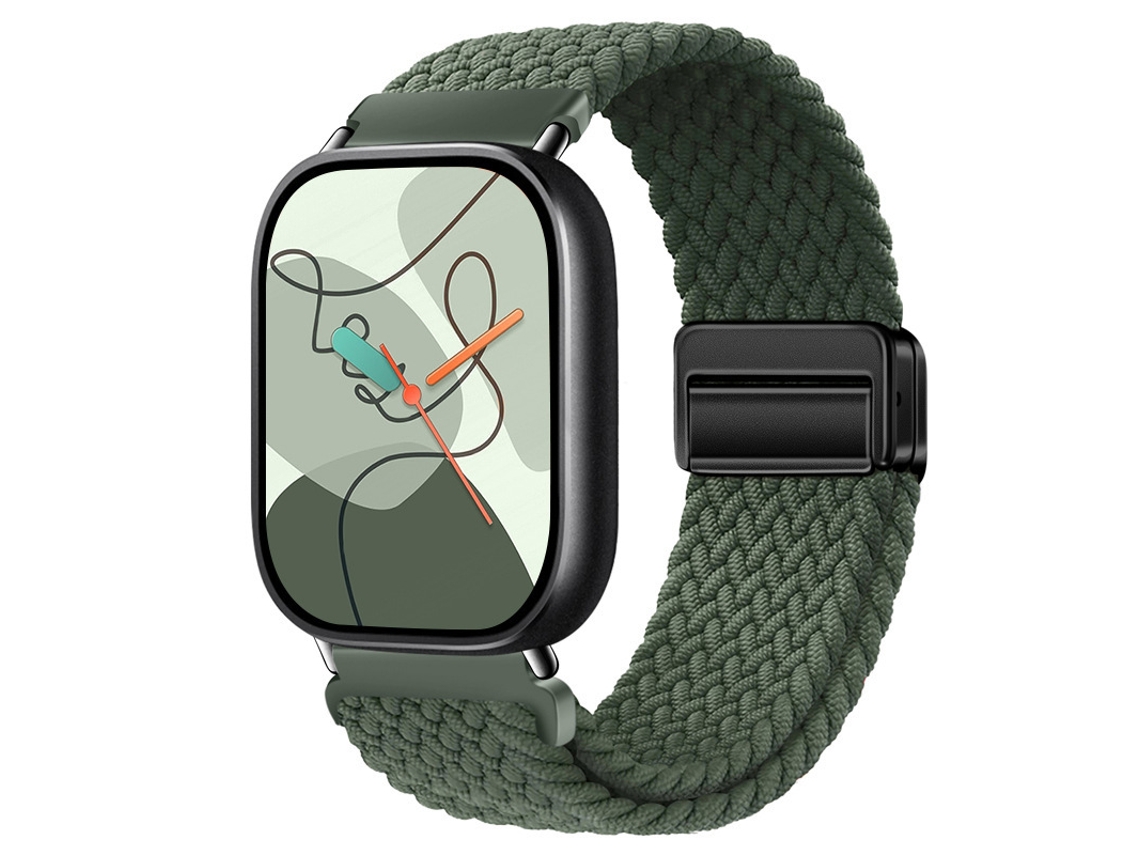 Pulseira de nylon com fecho magnético, compatível com Xiaomi Mi Band 10 Pro, Huawei Fit 5, Redmi Watch 6, 5 e 4 - verde