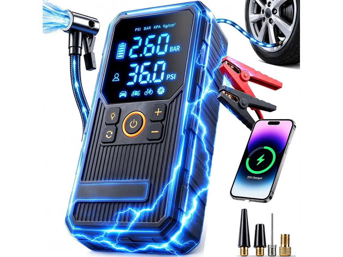Auxiliar De Partida Para Carro Com Compressor De Ar (preto)