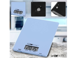 Balança de Cozinha CLATRONIC KW 3626 Azul (Capacidade: 5 Kg - Precisão: 1 g) — balança de cozinha azul, superfície em vidro, medições até 5 kg com intervalos de 1g, função reset para adição de peso. Botão On/Off