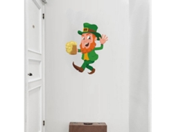 Adesivo Parede Verde Decoração Patrício Pvc Estilo Especial Festas Fácil Colar Janela Anão Dia Casa GOKOCO
