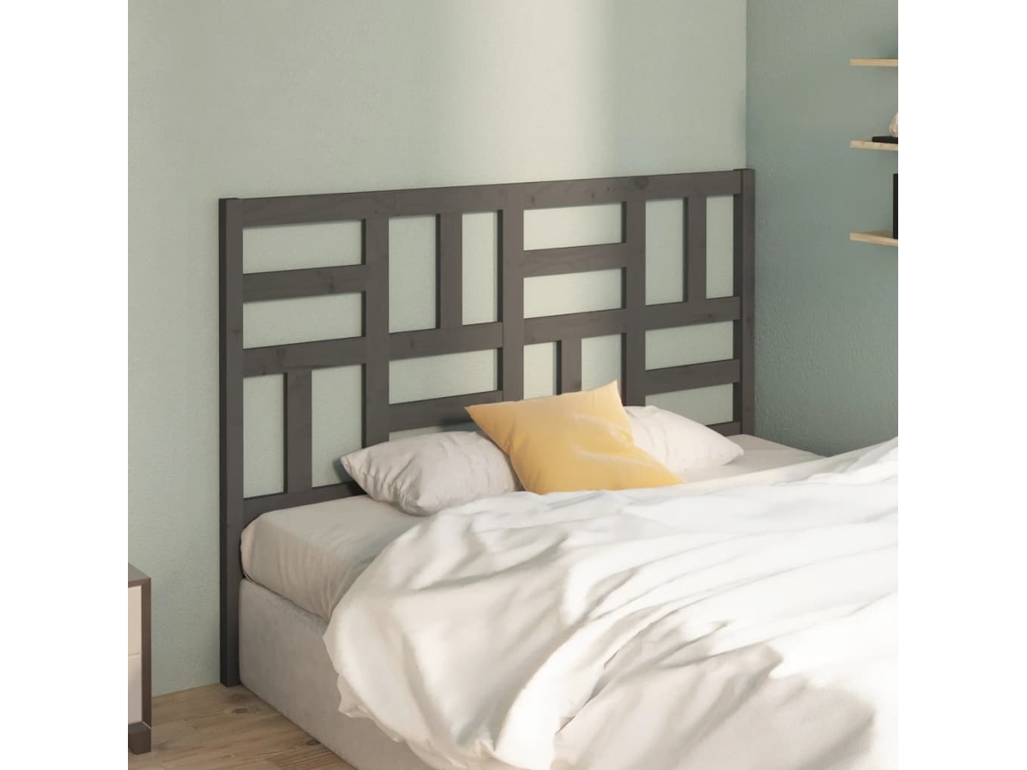 Vidaxl Cabeceira De Cama 126x4x104 Cm Pinho Maciço Cinzento