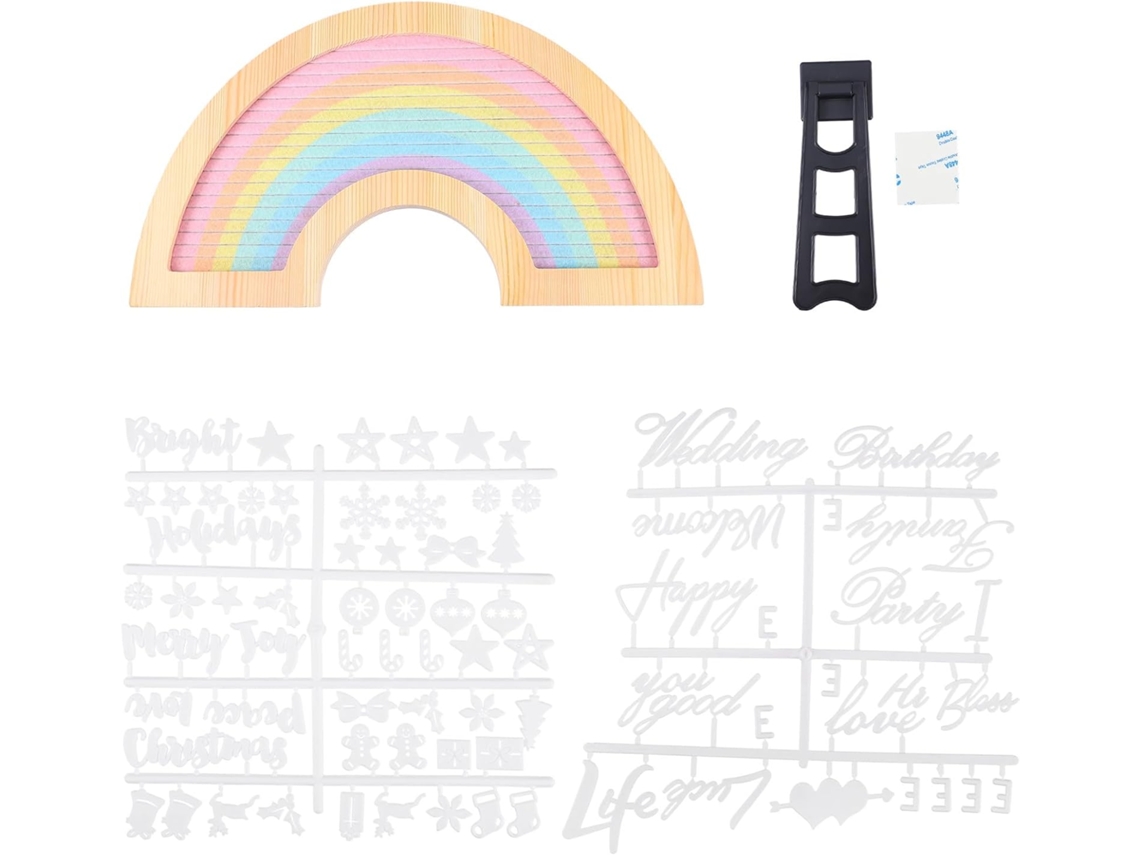 Quadro de Letras Feltro Stobaza Diy com Moldura Madeira Maciça, Tamanho Compacto, Suporte Incluído, Cores Past