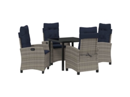 Conjunto de Jantar para Jardim 5 Pcs Cinzeto Vime Pe MAISON EXCLUSIVE