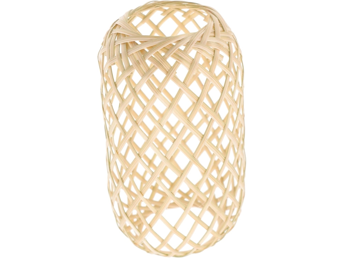 Abajur Redondo De Bambu Trançado, Leve E Fácil De Instalar, Para Luminária De Mesa.