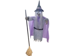 Bruxa Voadora Decora o de Halloween Flutuante com Luzes M Vel Sensor Som e Toque para Jardim Festa P Tio VAYOTOY