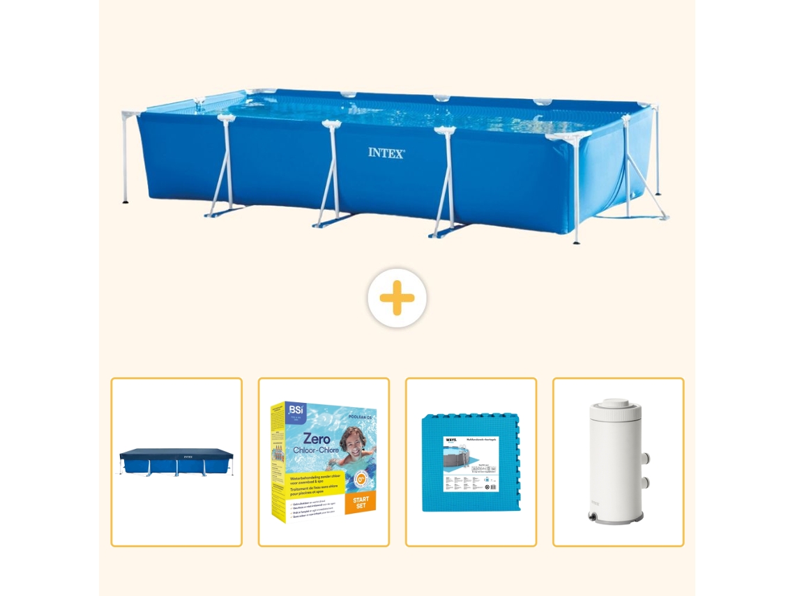 Intex Piscina Com Estrutura Retangular - 450x220x84 Cm - 5-peças S102
