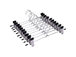 10 Cabides de Metal para Calças e Saias com Ganchos Giratórios 360° e Apoios Antiaderentes 28,5 Cm