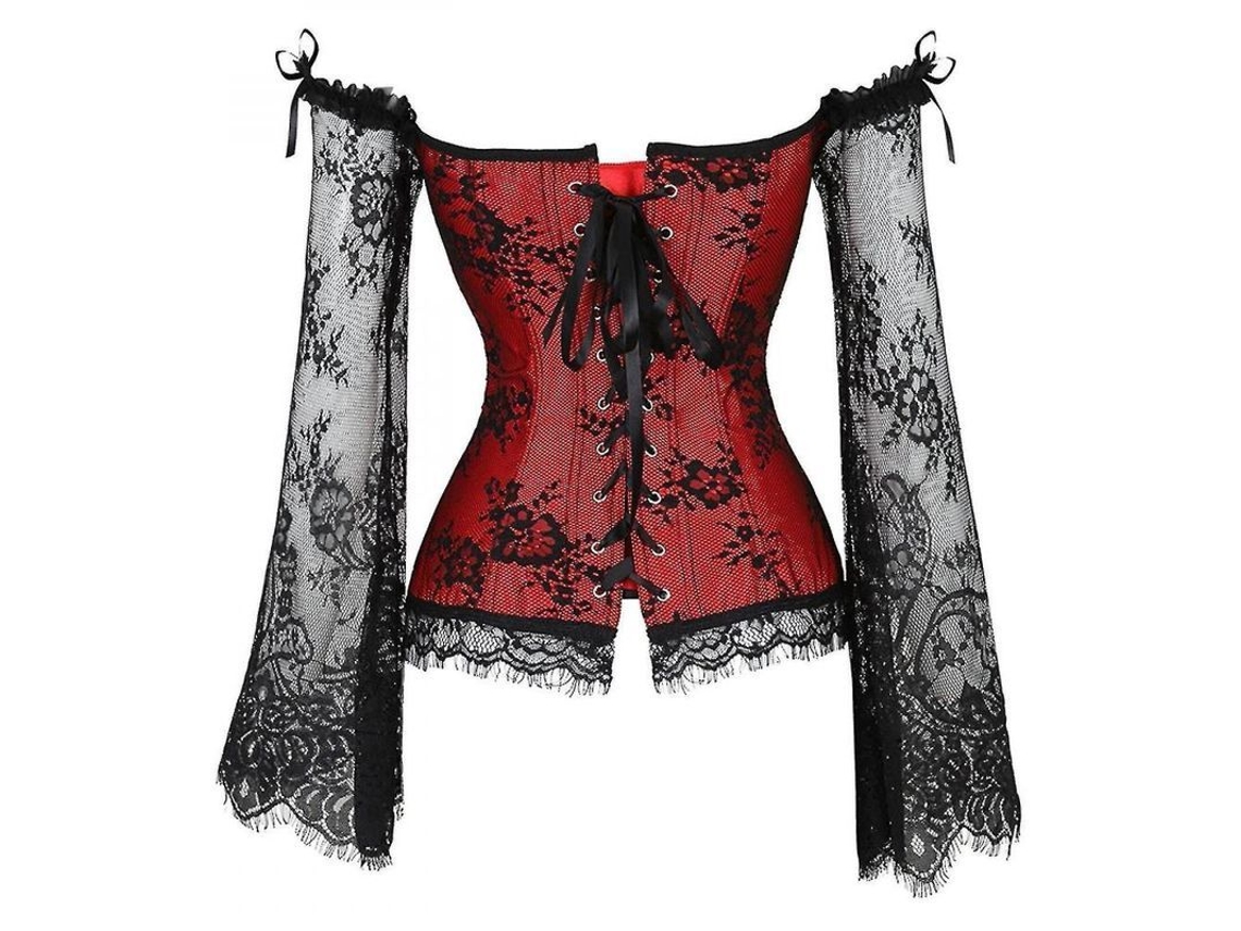 2026-corset Para Mujer Princesa Con Mangas De Encaje Elegante Corset Overbust Yze Xl Rojo
