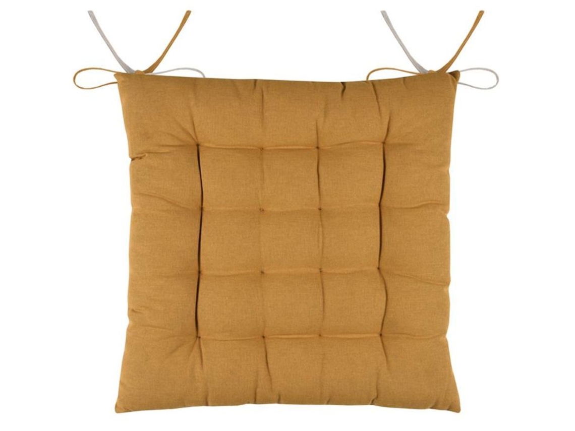 Coussin De Chaise Bicolore Reversível Em Algodão Curry E Linho