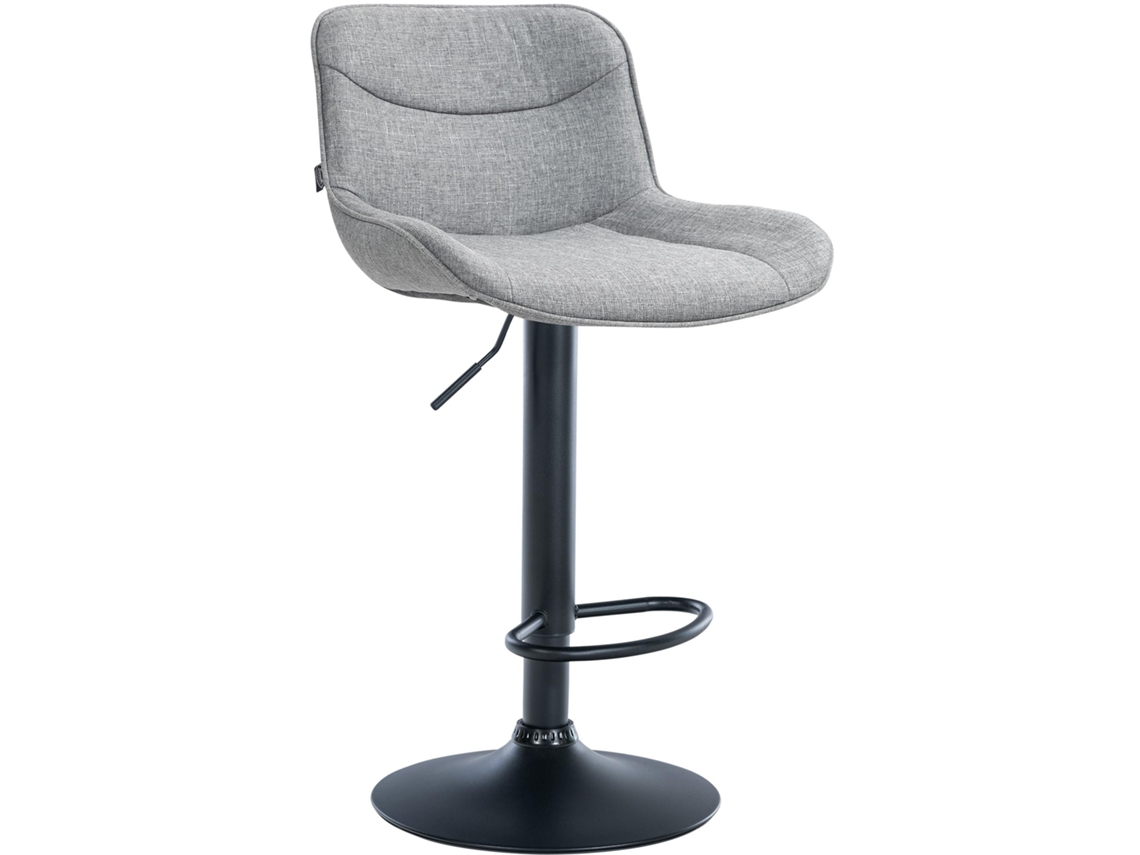 Banqueta giratória X1, formato ergonômico, costura decorativa, tecido cinza, estrutura de metal preto 10_0005824