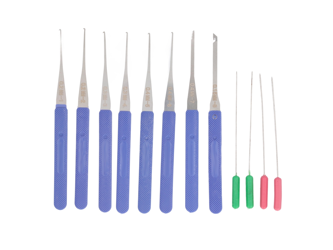 Kit extrator de capacete quebrado com 12 peças, em aço mola, ferramenta para remoção de parafusos desgastados de 0,15 mm a 0,4 mm.
