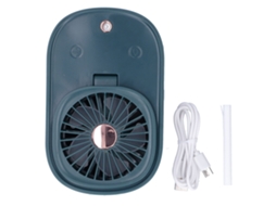 Ventilador elétrico dobrável 90° portátil umidificador 3 níveis de velocidade 5 pás azul escuro S/MARCA