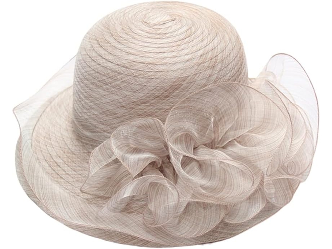 Chapéu Derby Feminino Em Organza - Fascinator Para Casamentos - Cáqui, Tamanho Único