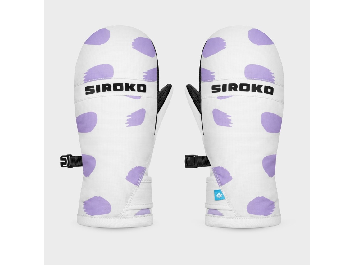 Luvas Sem Dedos De Snowboard E Esqui Criança Bolinhas Branco Roxo Siroko