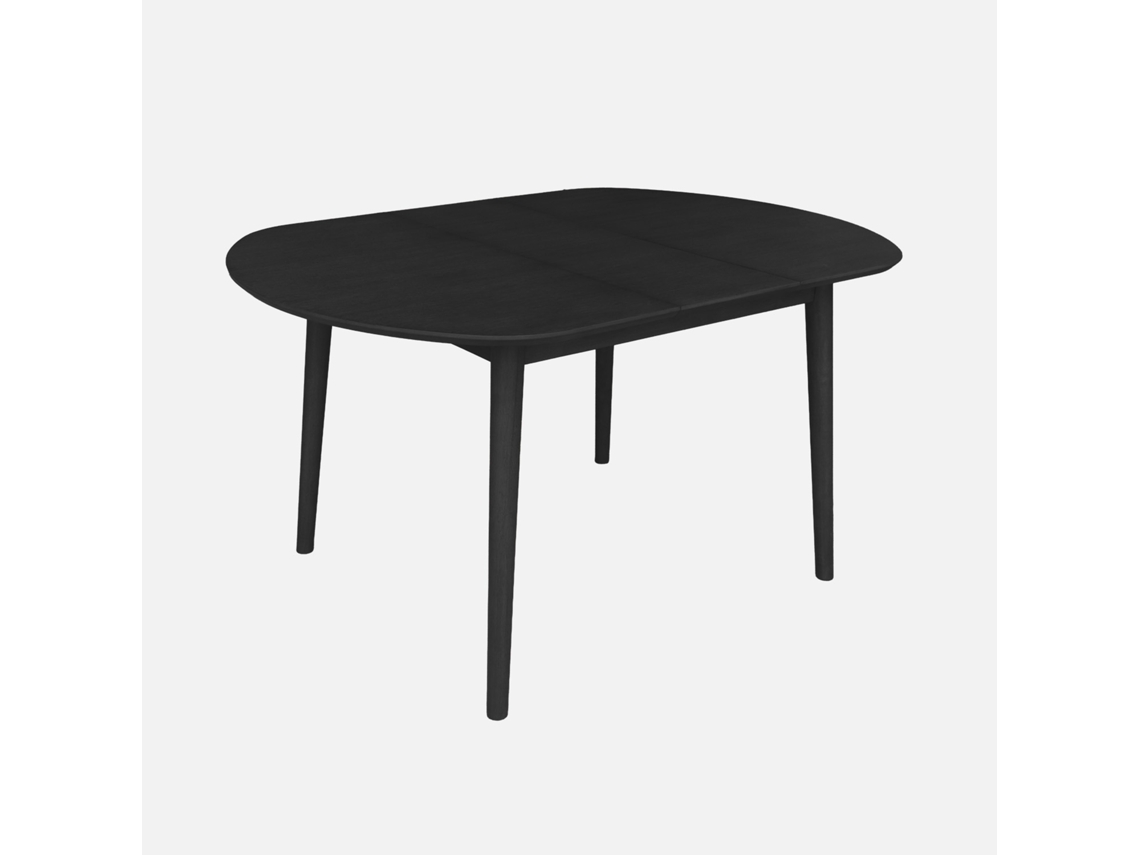 Mesa De Jantar Oval Extensível Madeira De 4 6 Lugares, Preto Sweeek