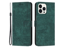Capa Para Iphone 15 Pro Pele Sintética Verde