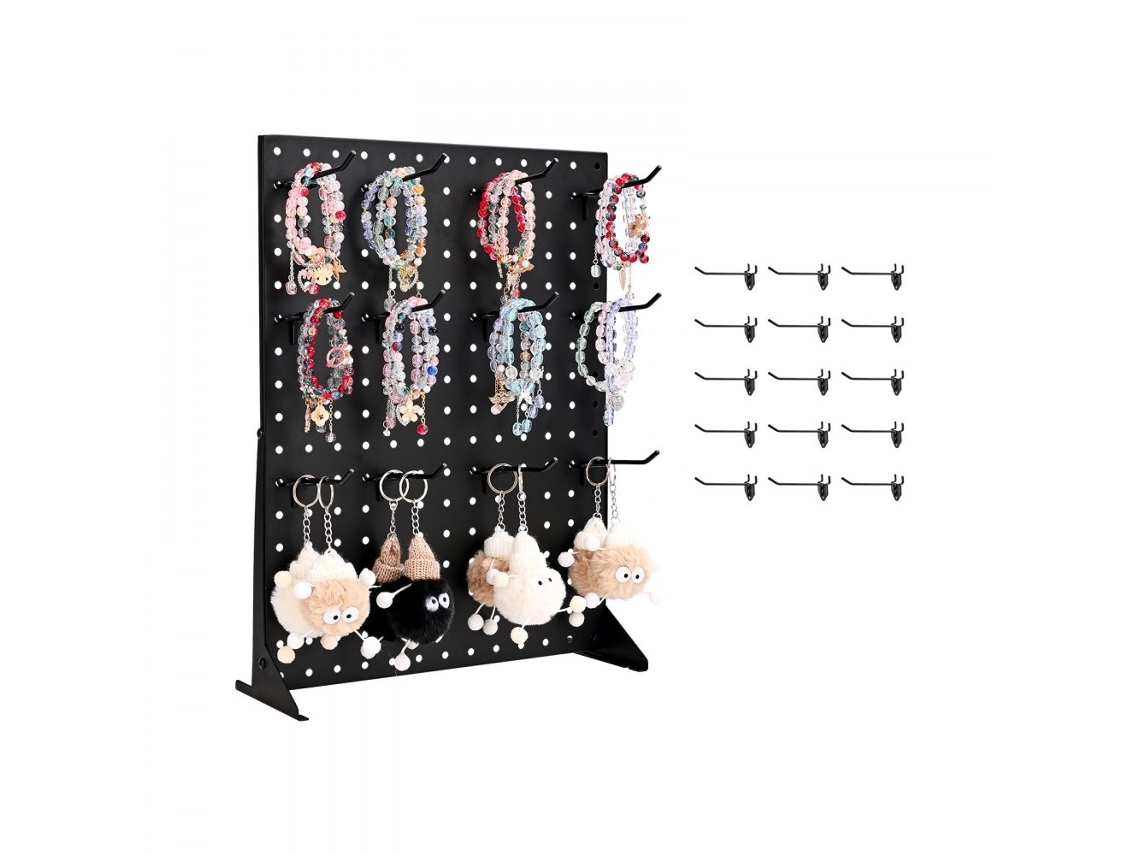 Expositor De Mesa Com Painel Perfurado E 15 Ganchos Para Organização De Produtos Tekmaquinas