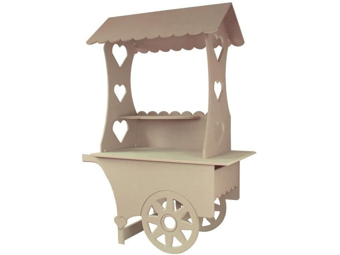 Mini Carrinho Expositor para Guloseimas Porta Doces e Presentes para Convidados de Casamento Carrinho Personalizável em Placa de Mdf