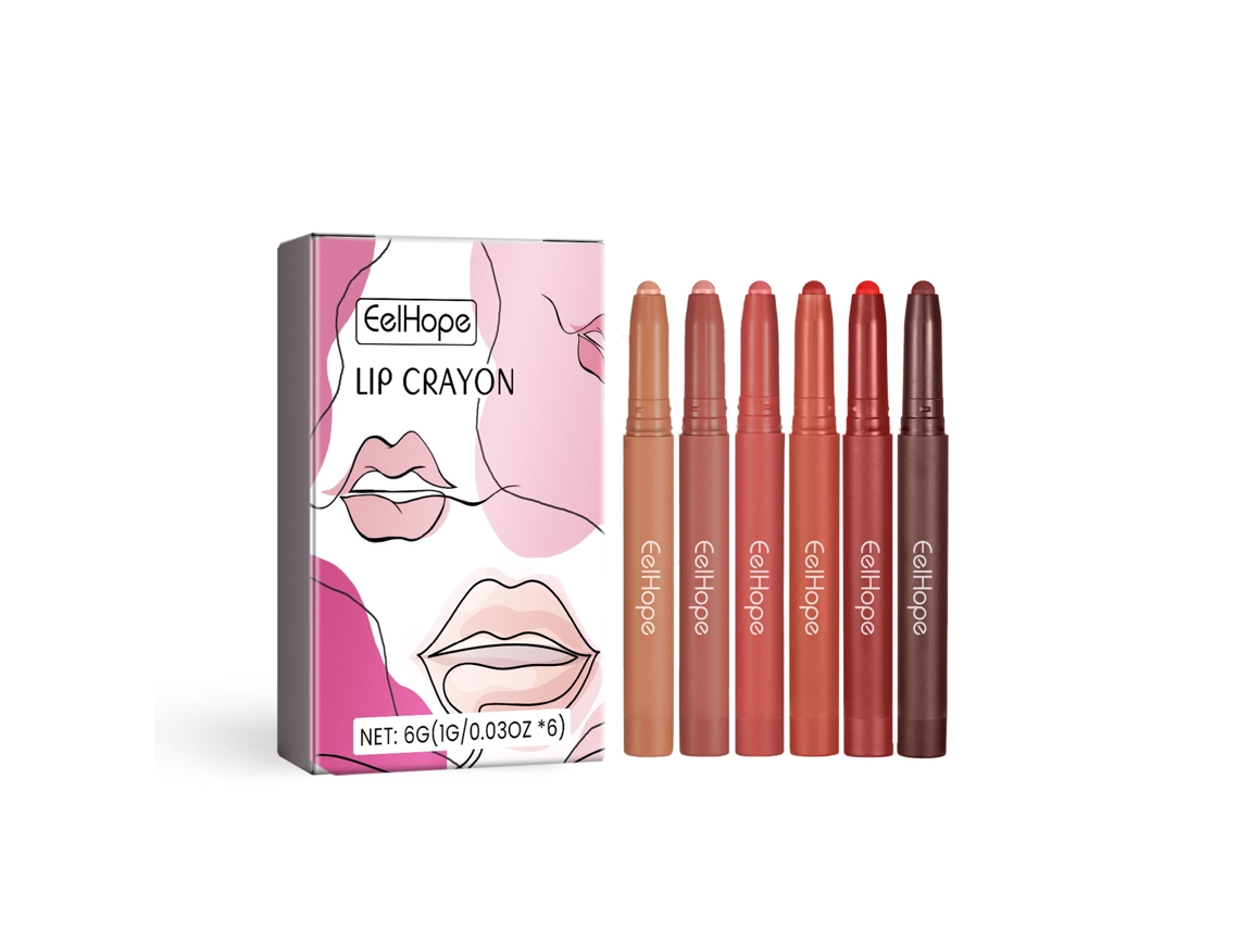 Batom Matte Lápis De Líps 6 Cores - Paleta Com 6 Tons