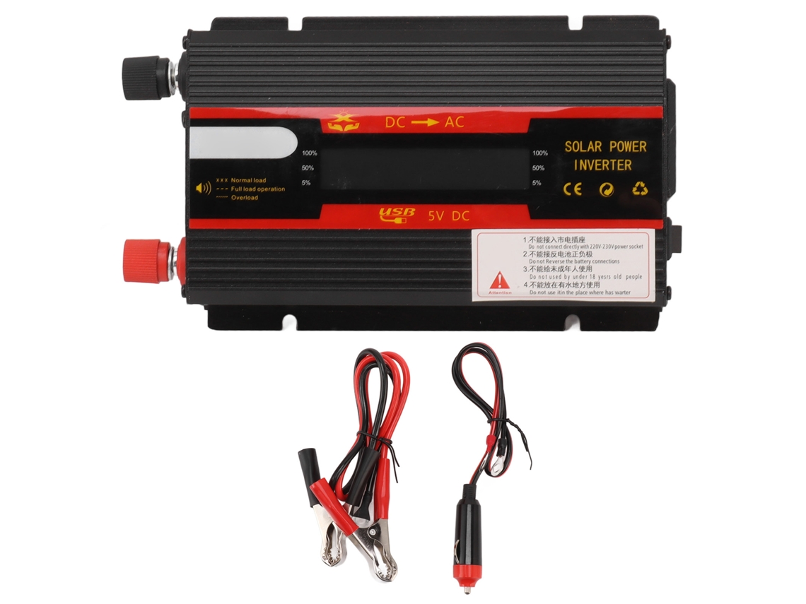 Inversor automotivo de 600 W, compatível com uso em veículos comerciais e domésticos, com tela LCD.