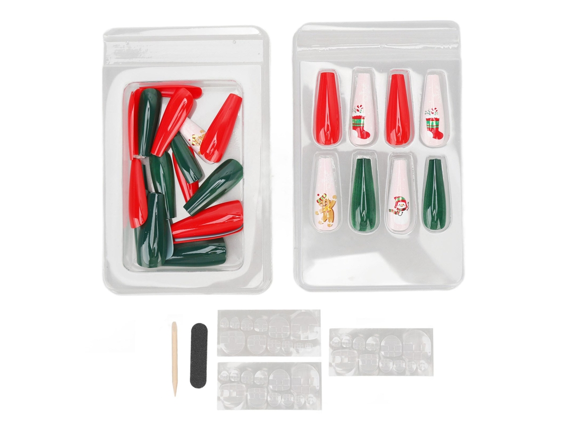30 Uñas Falsas De Navidad Lindas Estilo Papá Noel Patrón Slim Envoltura Completa Para Fiesta De Navidad 0070 Lj04