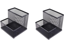 Conjunto De 2-organizadores Mesa Multifuncionais Canetas, Porta Canetas De Metal Preto