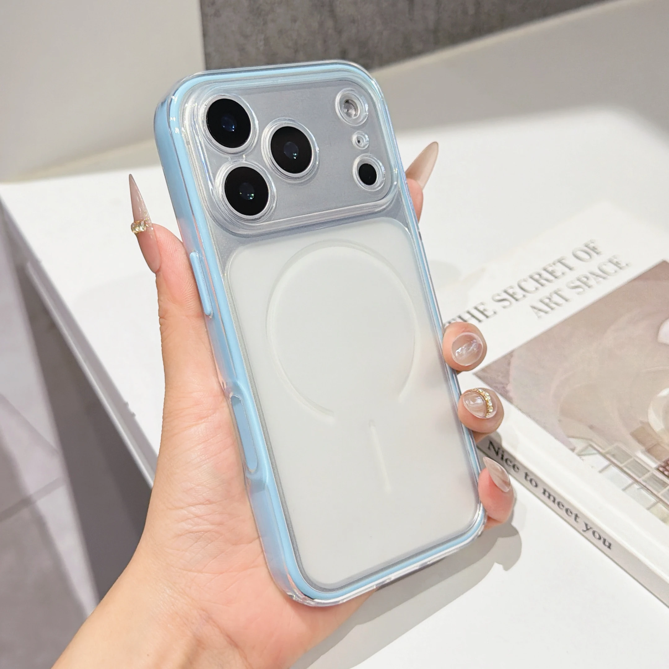 Capa Transparente Fosca 2 Em 1 À Prova De Choque Para Iphone 13