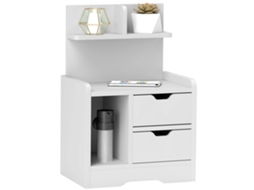 Mesa De Cabeceira Com 2 Gavetas E Prateleira Aberta, 40 X 30 X 60 Cm, Branco