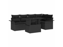 Vidaxl Conjunto De Sofá De Jardim 6 Unid. Preto